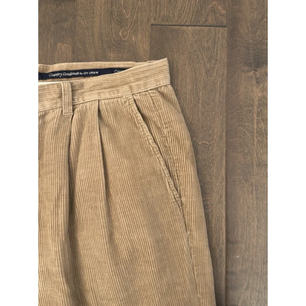 VTG Ivy Crew Lot Of‎ 2 Classic Pleated Corduroy Mens Size 38X34 Navy/Beige Pants